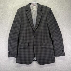 Dobell Blazer Mens 38R Gray Check Slim Fit 2 Button Suit Jacket Notch Lapel
